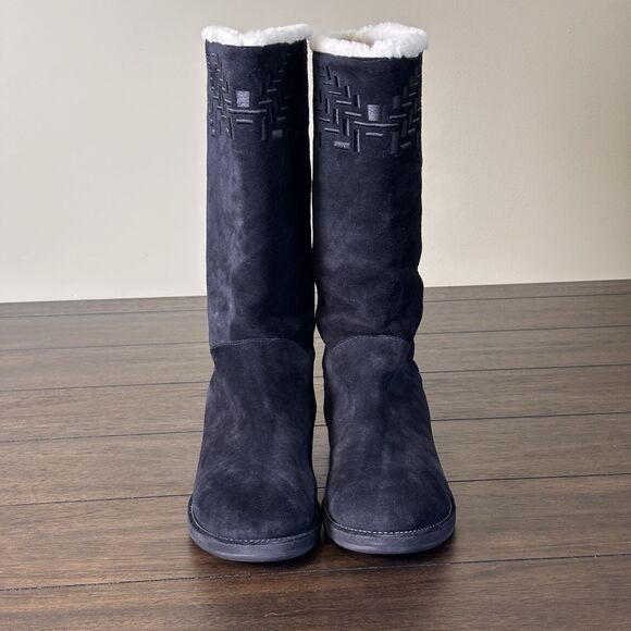 Cole Haan Womens Black Suede Tall Sherpa Lined Waterproof Boot 9 B - NEW! - Picture 2 of 7